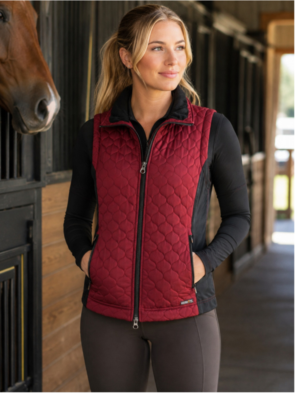 Kerrits Vest Women's M Quilted Softshell Riding Equestrian Horse Girl Burgundy